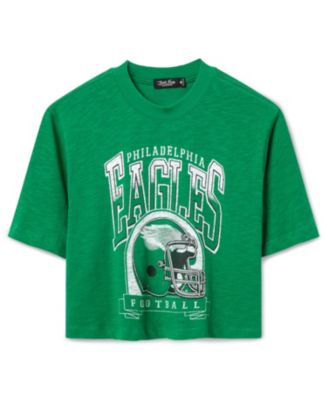  Women's NFL Philadelphia Eagles Helmet Mock Neck Crop Tee