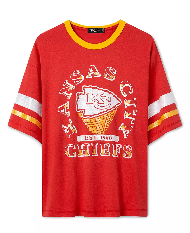 Junk Food Clothing Women's Kansas City Chiefs Glitter Boxy Ringer