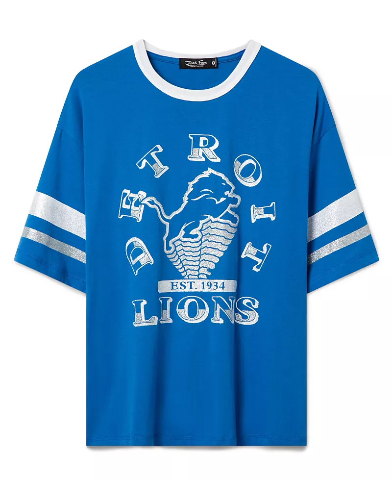 Junk Food Clothing Women's Detroit Lions Glitter Boxy Ringer