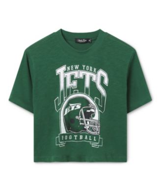  Women's NFL New York Jets Helmet Mock Neck Crop Tee