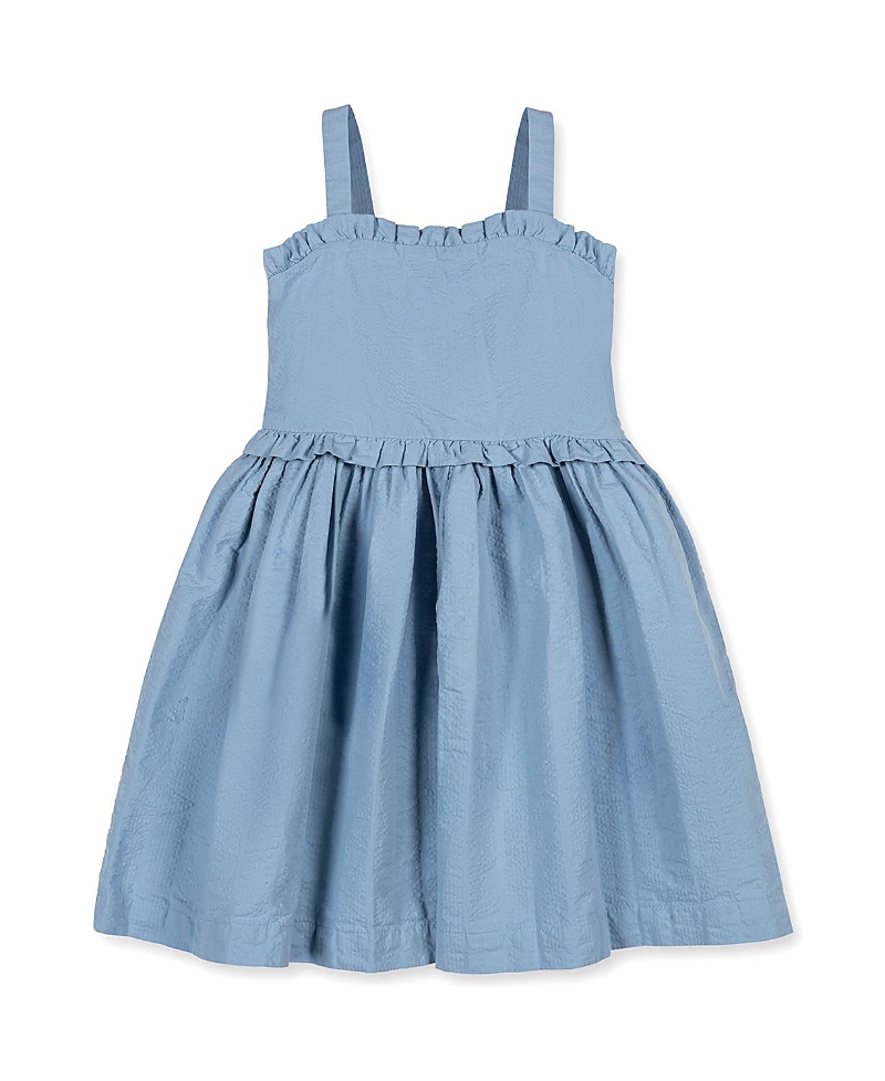 Hope & Henry Girls' Organic Ruffle Edge Seersucker Apron Dress - Little Kid, Big Kid