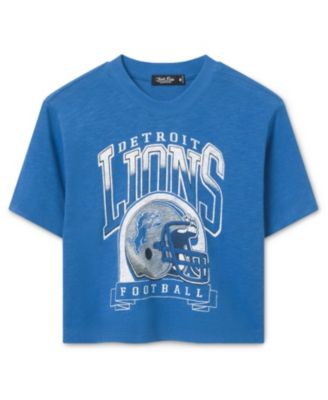  Women's NFL Detroit Lions Helmet Mock Neck Crop Tee