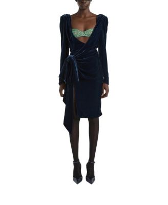 Balmain Velvet Dress with Lace Bra and Tie Detail