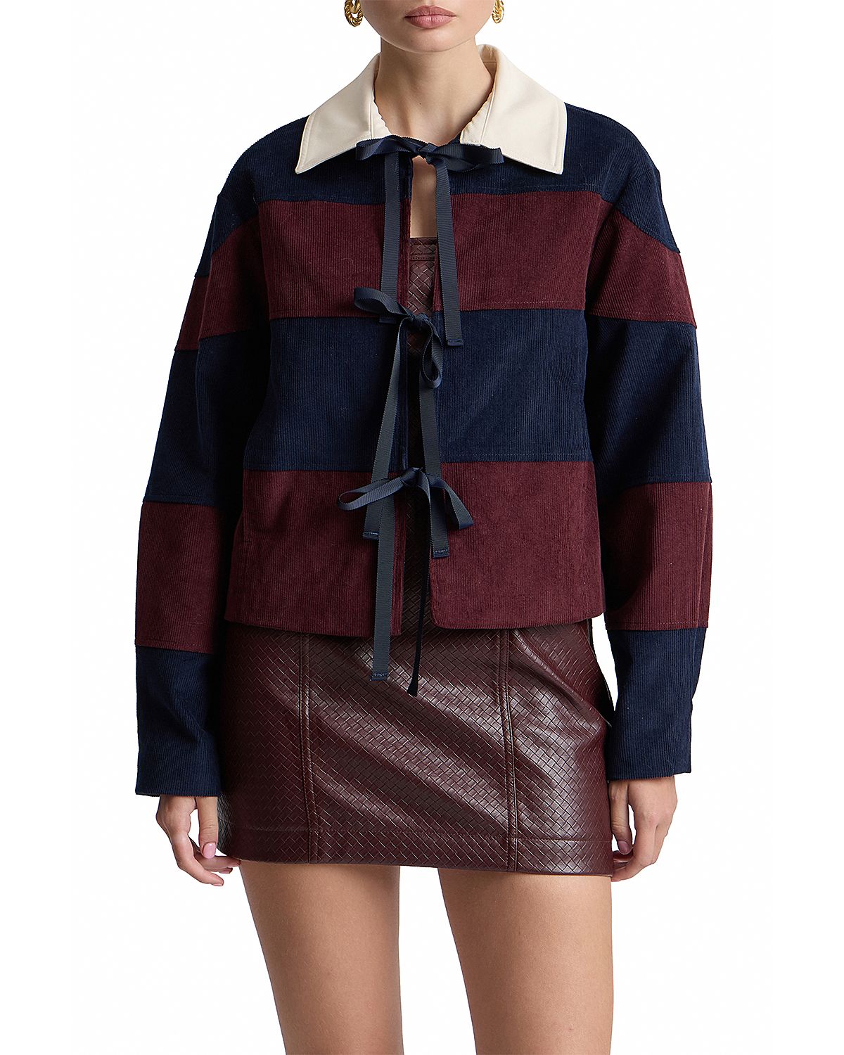 Avec Les Filles Tie Front Corduroy Jacket