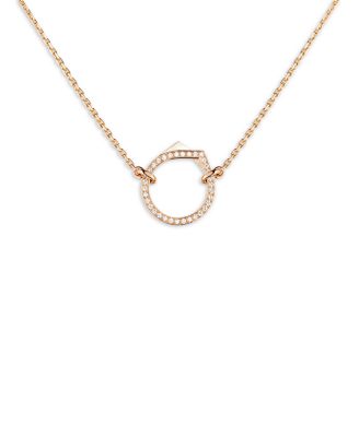 18K Rose Gold Antifer Diamond V Ring Pendant Necklace, 16.5-17.7"