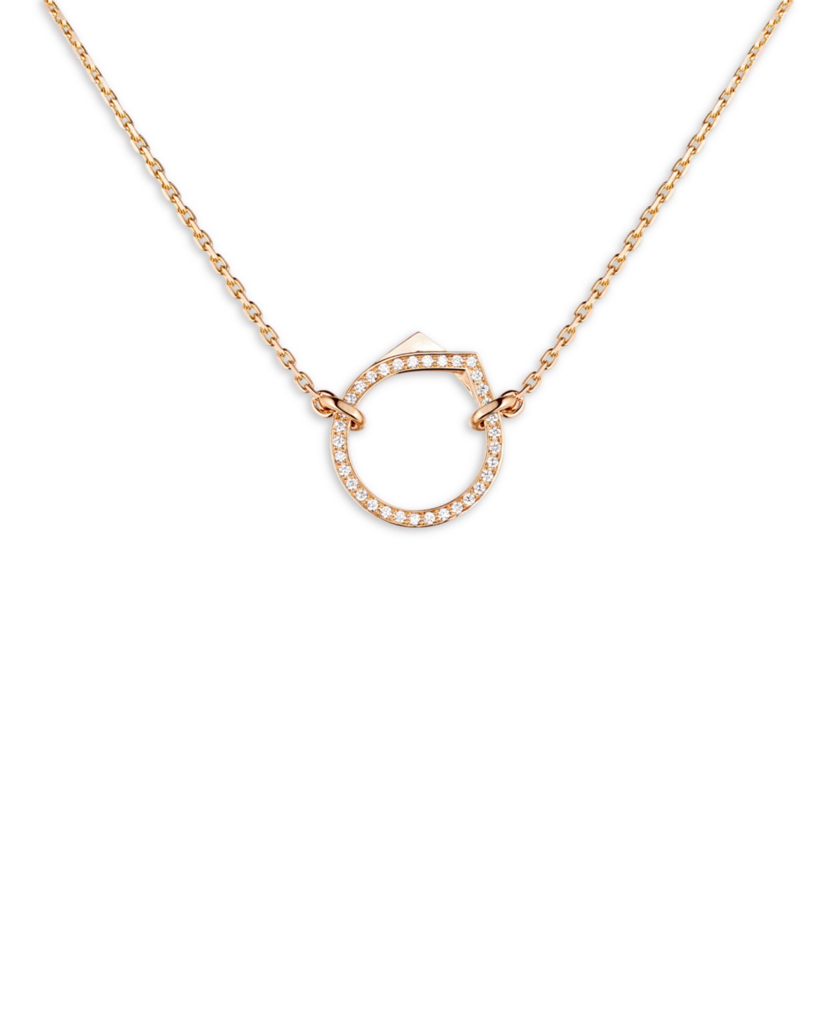 Repossi 18K Rose Gold Antifer Diamond V Ring Pendant Necklace, 16.5-17.7