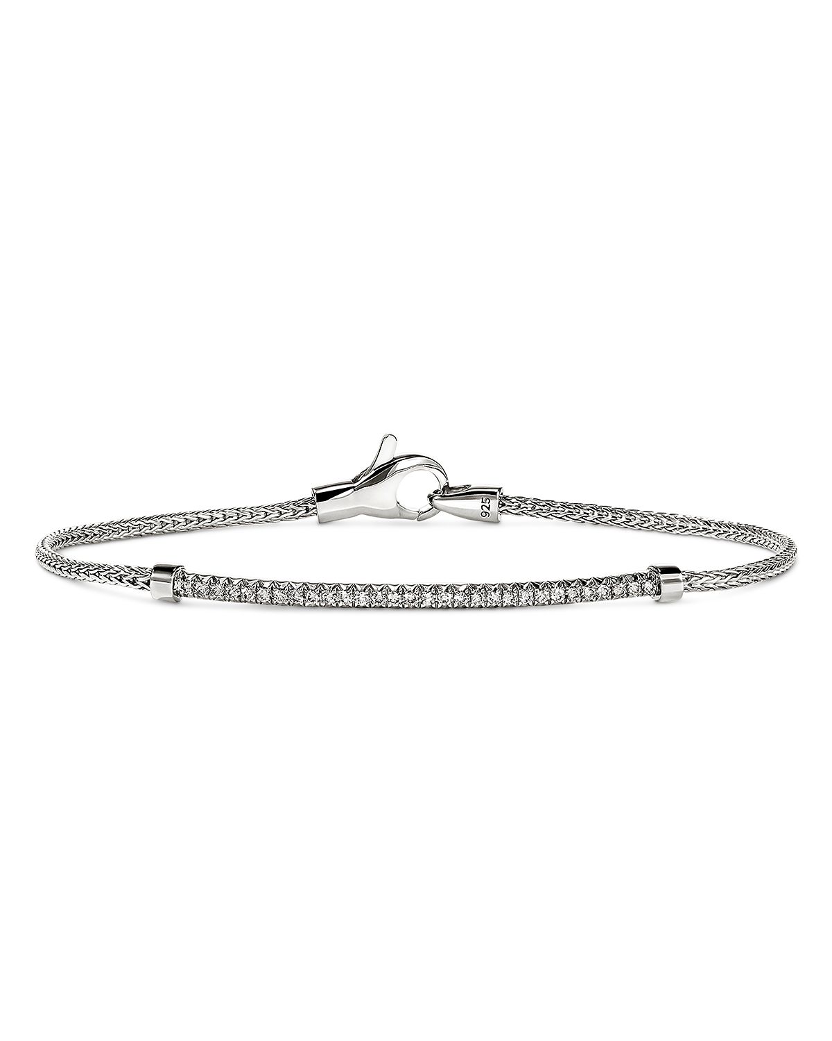 John Hardy Sterling Silver Jh Essentials Diamond Pave Bar Chain Link Bracelet, 0.24 tcw