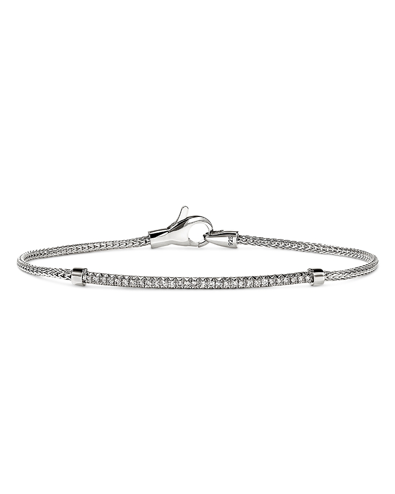 John Hardy Sterling Silver Jh Essentials Diamond Pave Bar Chain Link Bracelet, 0.24 tcw