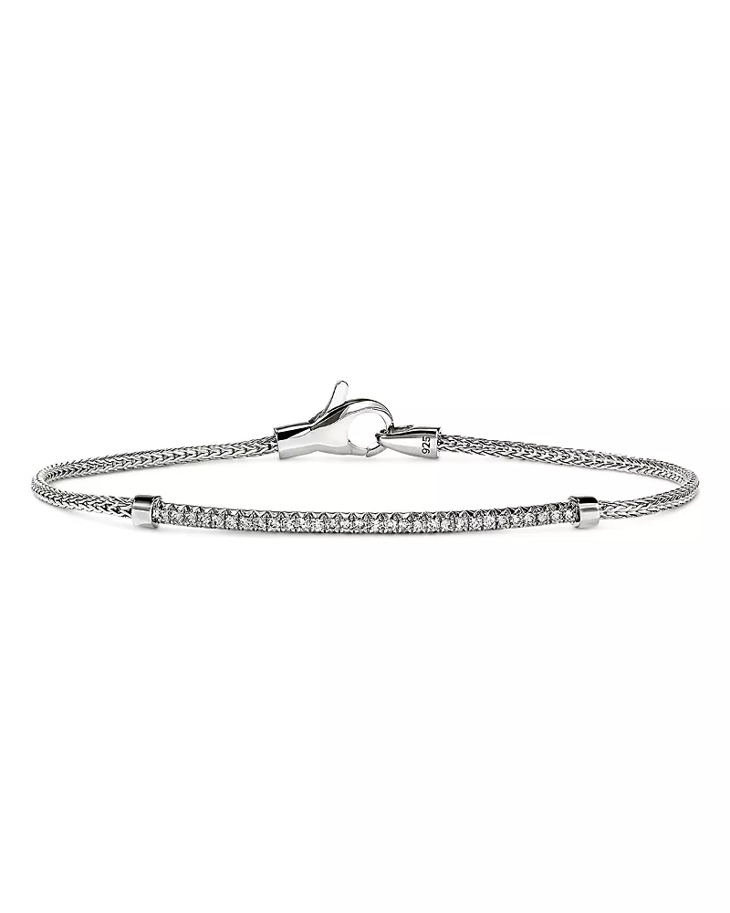 John Hardy Sterling Silver Jh Essentials Diamond Pave Bar Chain Link Bracelet, 0.24 tcw