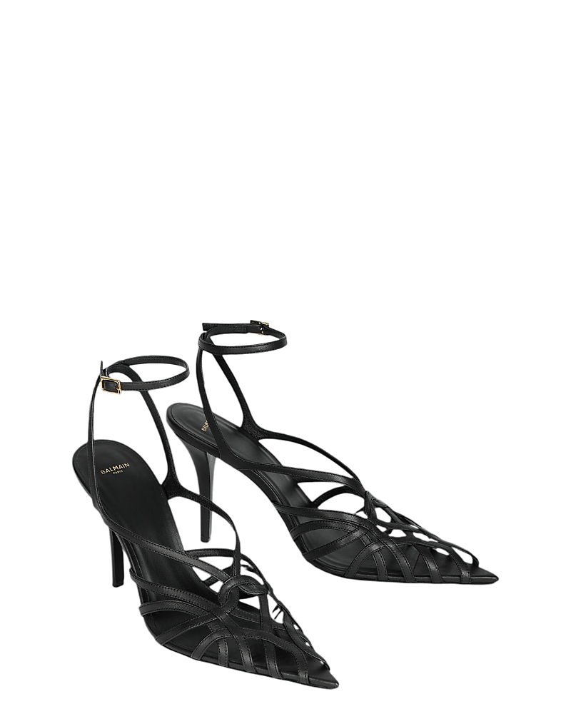 Balmain Women's Smooth Leather Cage Sandals