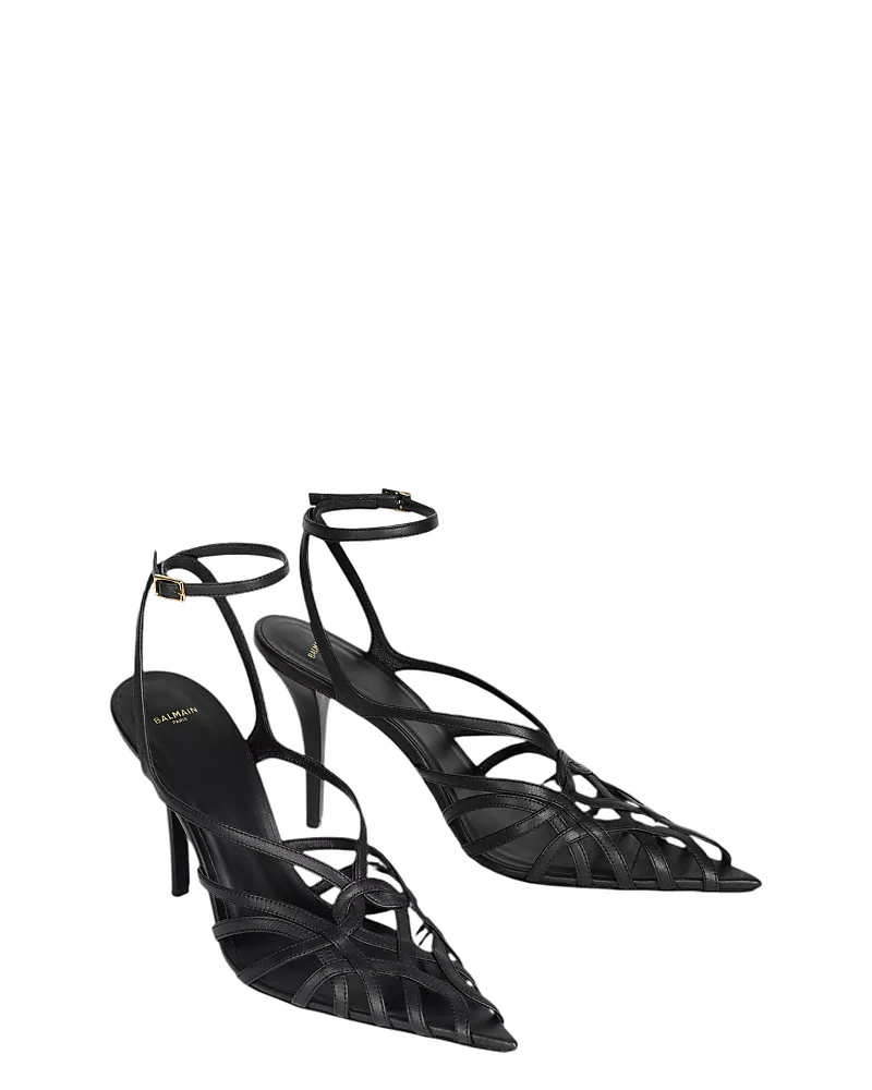 Balmain Women's Smooth Leather Cage Sandals
