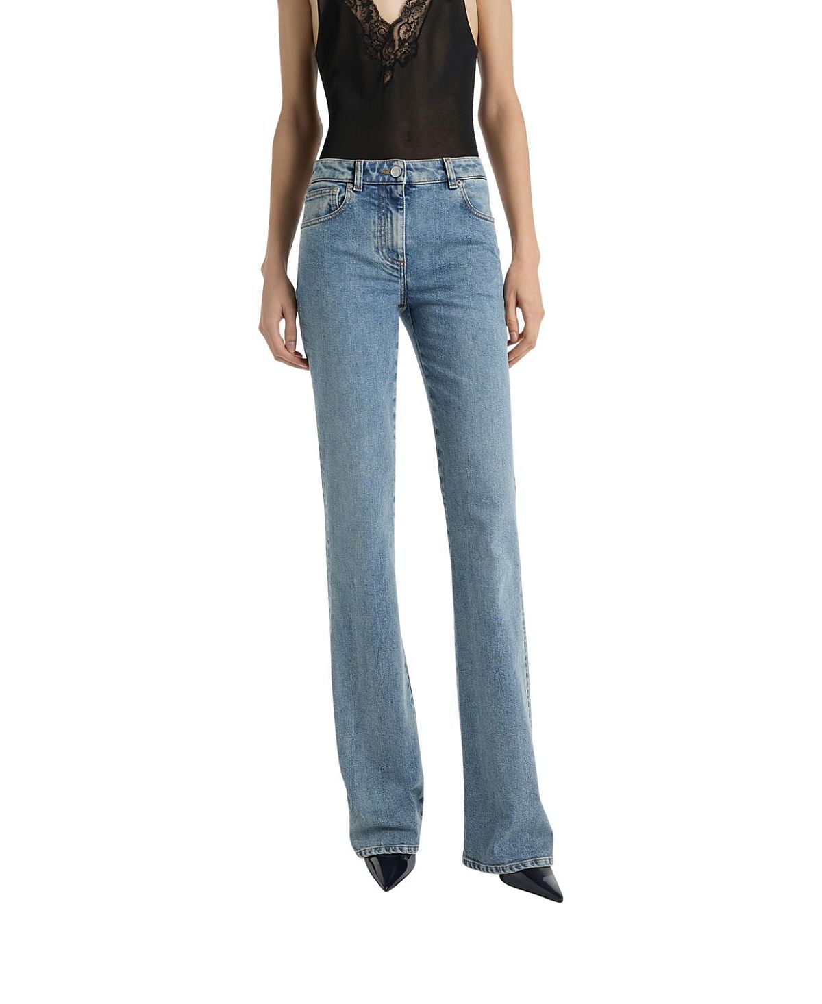 Balmain Bootcut Faded Denim Jeans