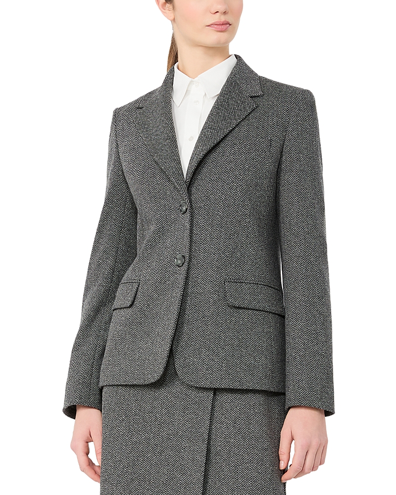 Weekend Max Mara Wkdferoce Chevron Knit Blazer In Medium Grey