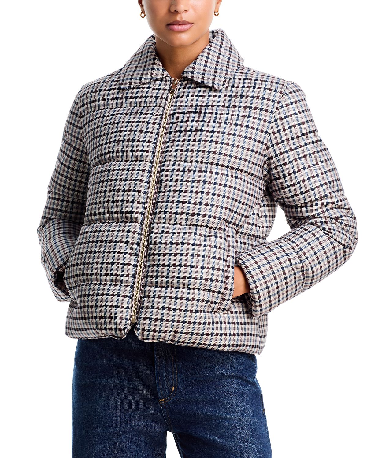 Aqua Plaid Puffer Jacket - Exclusive