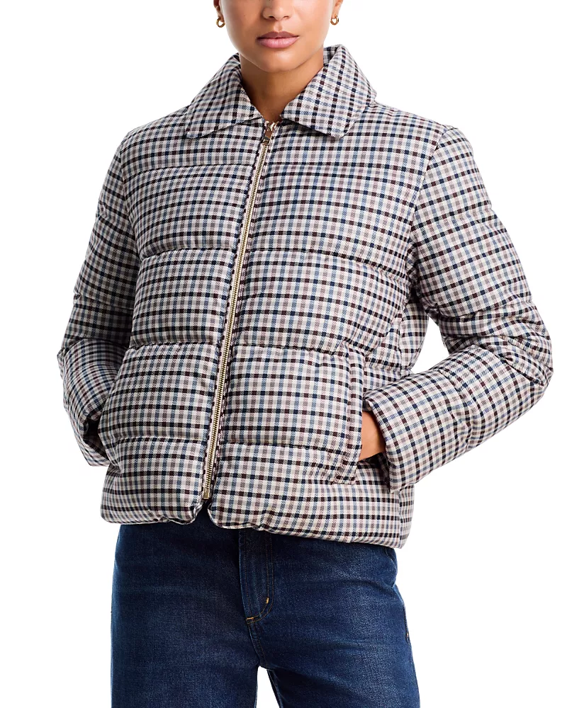 Aqua Plaid Puffer Jacket - Exclusive