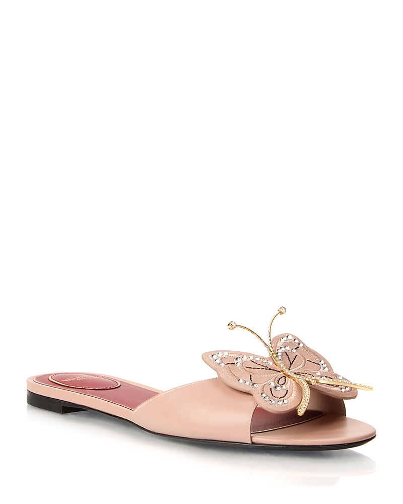 Valentino Garavani Women's Flutterby Embellished Leather Slide Sandals