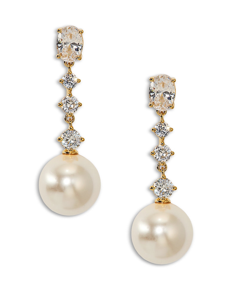 Nadri Cubic Zirconia & Imitation Pearl Under the Sea Linear Drop Earrings