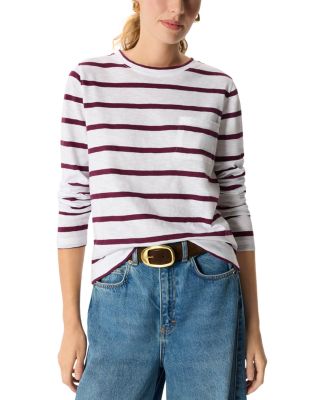 Printed Cotton Crewneck Pocket Top