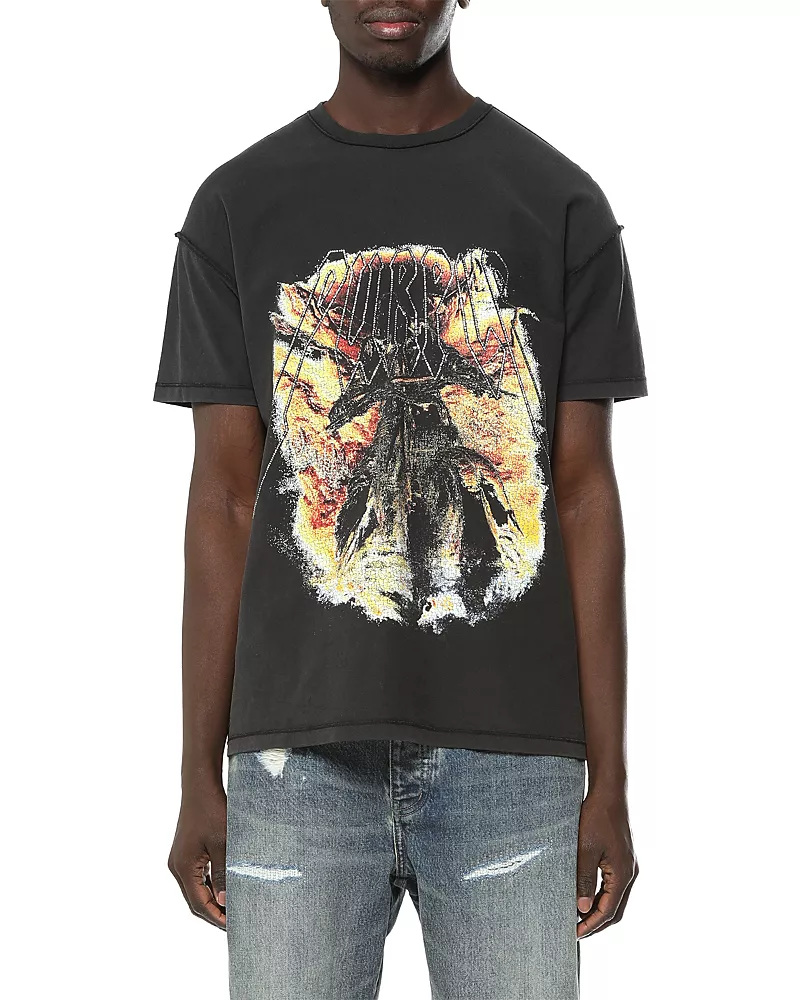 Purple Brand Inside Out Biker Graphic Logo T-Shirt
