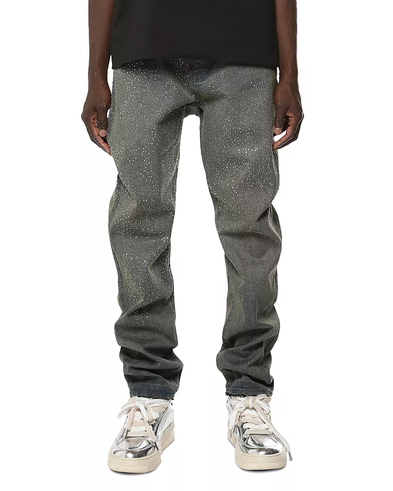 Purple Brand Cosmos Slim Straight Dirty Wash Cotton 33 Jeans in Blue