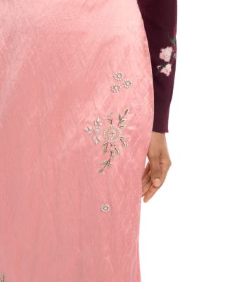 Textured Satin Pencil Midi Skirt - thumbnail 5