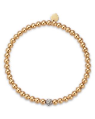Diamond Beaded Flexible Bracelet in 14K Yellow Gold, 0.20 tcw