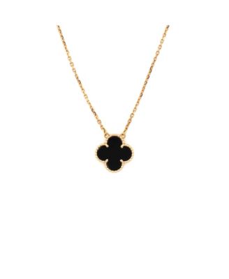  Vintage Alhambra Pendant Necklace 18K Gold and Onyx, 16.5"