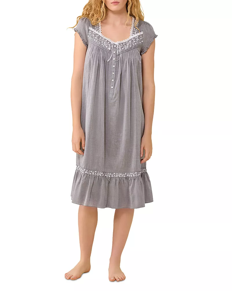 Eileen West Cap Sleeve Cotton Chambray Waltz Nightgown - Exclusive