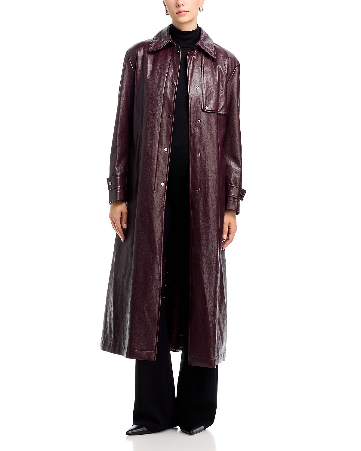 Herno Belted Faux Leather Raincoat