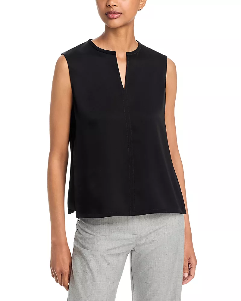 Theory Notch Neck Sleeveless Satin Top