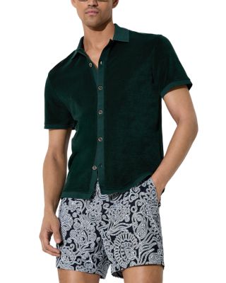 Eden Cuban Collar Cotton Blend Towel Shirt