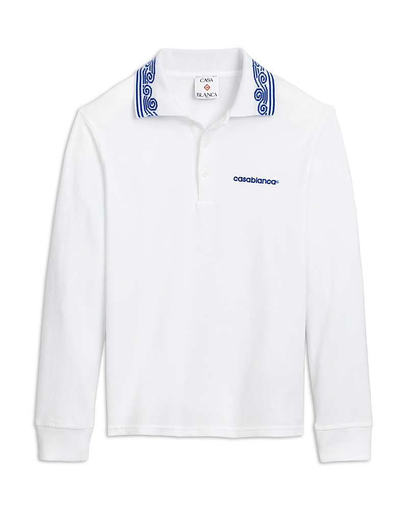 Casablanca Girls' Wave Collar Long Sleeve Polo Shirt - Little Kid, Big Kid