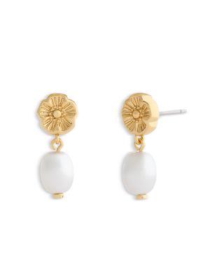 Iconic Imitation Pearl Tea Rose Drop Earrings