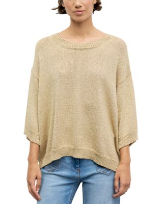 Roella Metallic Three Quarter Sleeve Sweater