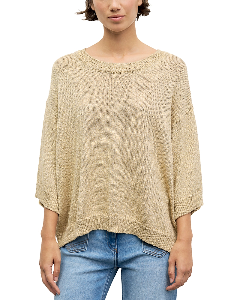 Gerard Darel Roella Metallic Three Quarter Sleeve Sweater