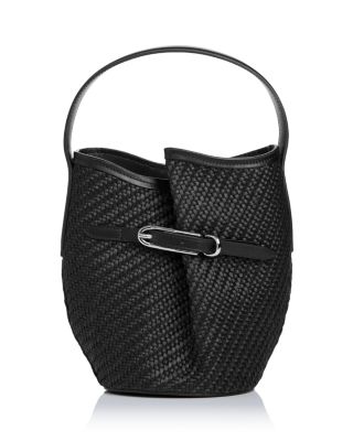 Belted Mini Raffia Bucket Bag