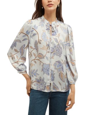 Malia Printed Tie Neck Blouse