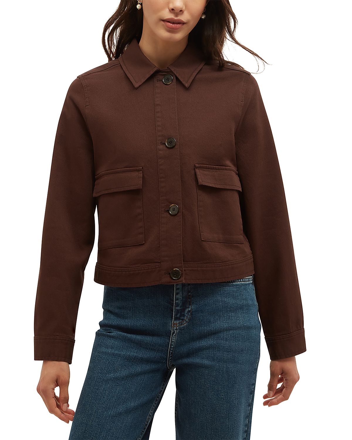 Hobbs London Manon Cotton Blend Button Front Jacket