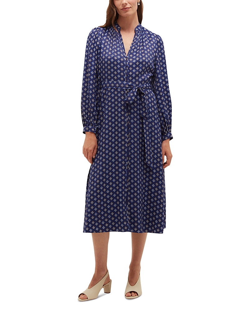 Hobbs London Zia Printed Tie Waist Shirtdress