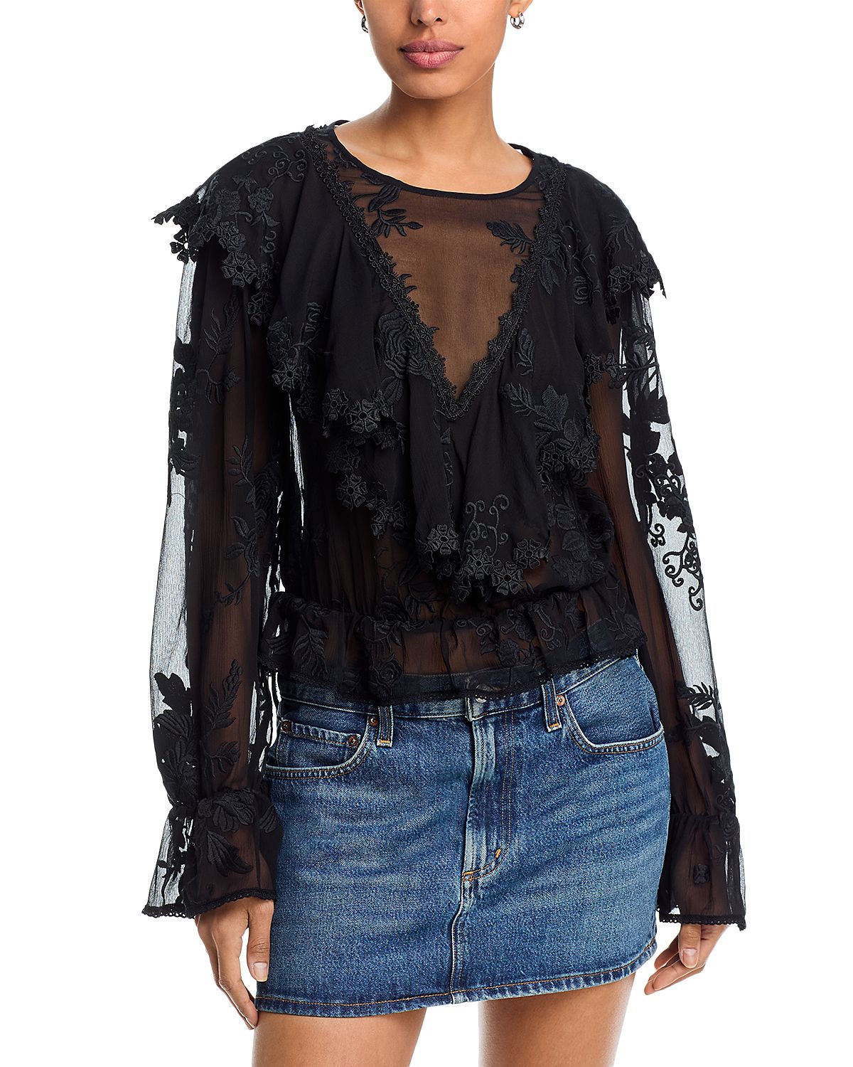 Paige Akari Embroidered Silk Blouse
