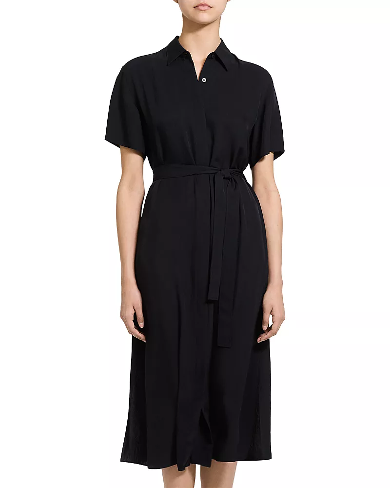 Theory Belted Button Front A Line Dress