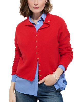 Taylor Cashmere Funnel Neck Cardigan Sweater