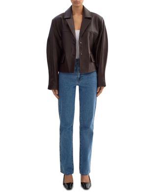 Pearl Leather Collared Jacket - thumbnail 2