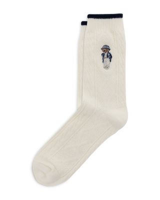 Embroidered Bear Cable Knit Socks