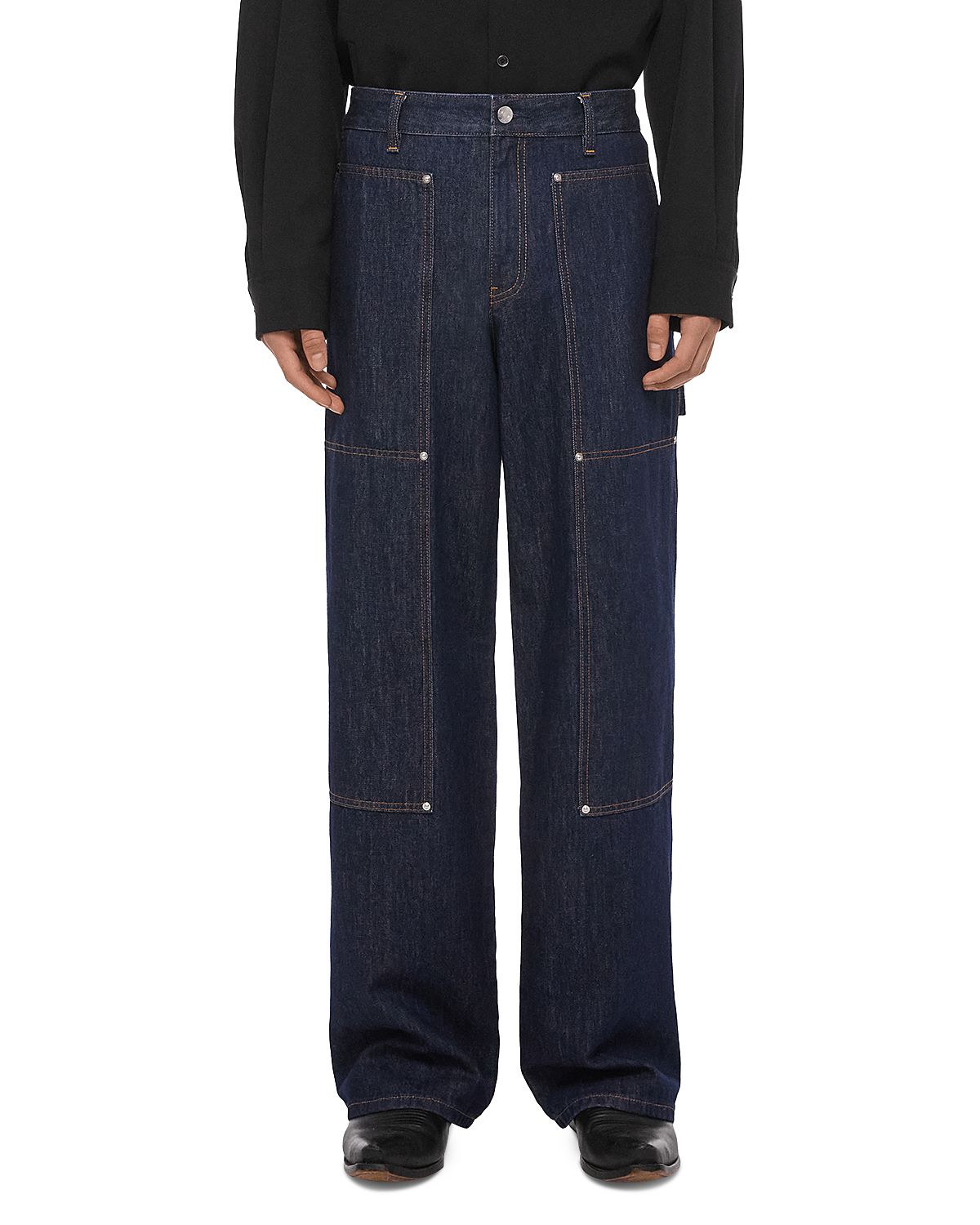 Helmut Lang Relaxed Fit Cotton Panel Carpenter Jeans
