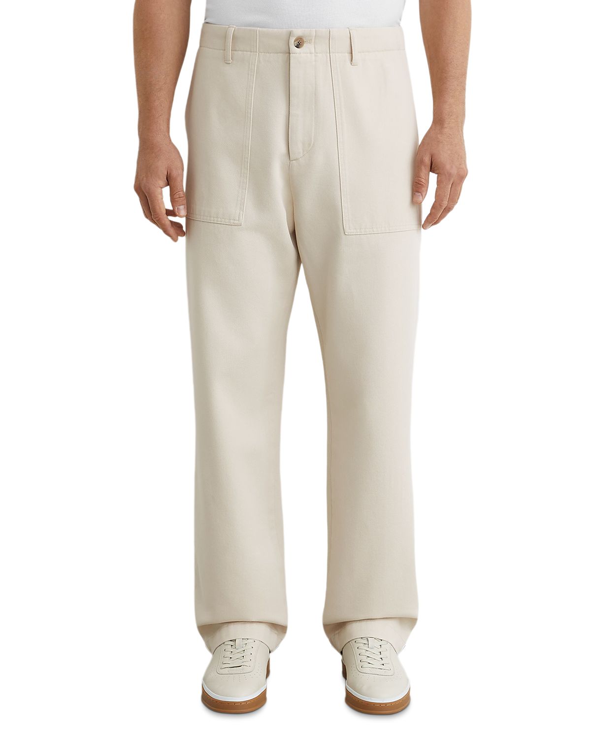 Reiss Dilan Relaxed Fit Cotton Blend Wide Leg Trousers
