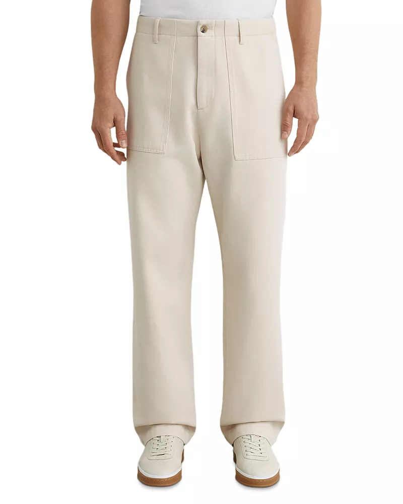 Reiss Dilan Relaxed Fit Cotton Blend Wide Leg Trousers