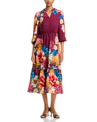 Ruffle Collar Split Neck Dress