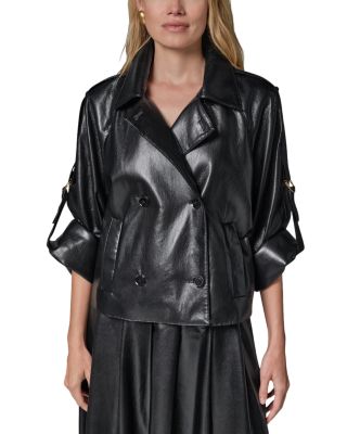 Faux Leather Roll Sleeve Jacket