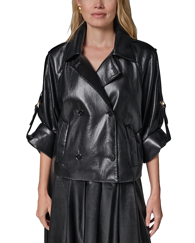 Donna Karan New York Faux Leather Roll Sleeve Jacket